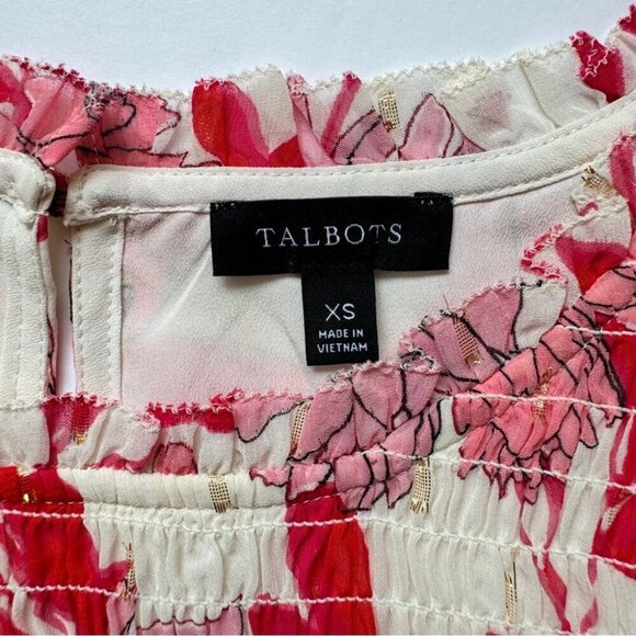 Bundle of 3 Blouses Talbots Metallic Floral American Eagle Pink Joie Silk Sz XS - Picture 12 of 16